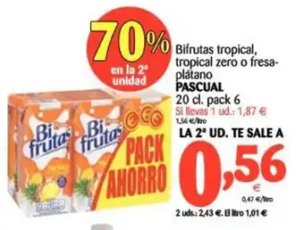 Alimerka Pascual Bifrutas tropical, tropical zero o fresa-plátano 20cl. pack 6 oferta