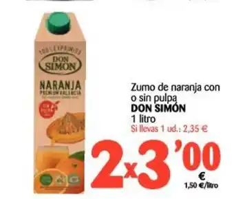 Alimerka Don Simón Zumo de naranja con o sin pulpa 1 litro oferta