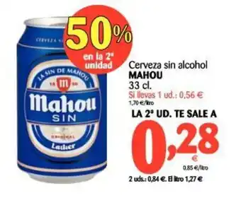 Alimerka Mahou Cerveza sin alcohol 33cl. oferta