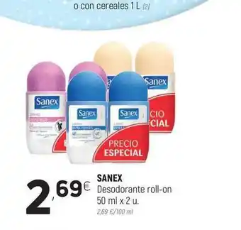 Coviran Sanex Desodorante Roll-on 50ml x 2u oferta