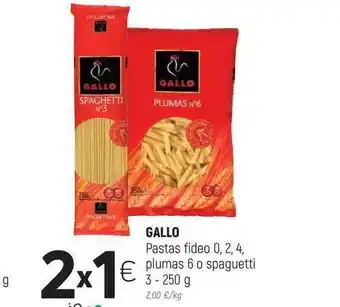 Coviran Gallo Pastas Fideos 0. 2. 4 Plumas 6 O Spaguetti 3-250g oferta