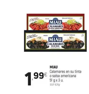 Coviran Miau Calamares En Su Tinta O Salsa Americana 51g x 3u oferta