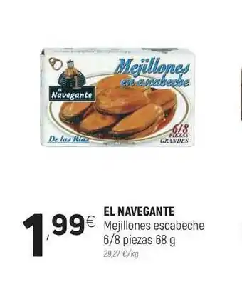 Coviran El Navegante Mejillones Escabeche 6 8 Piezas 68g oferta