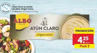 Lidl Albo Atún claro en aceite de oliva virgen extra 3 x 48g oferta
