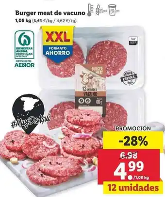 Lidl Burger meat de vacuno 1,08kg oferta