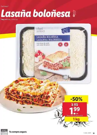 Lidl Lasaña boloñesa 1kg oferta