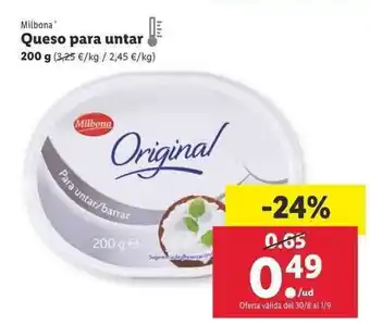 Lidl Milbona Queso para untar 200g oferta