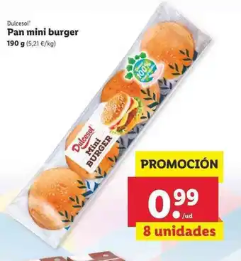 Lidl Dulcesol Pan mini burger 190g oferta