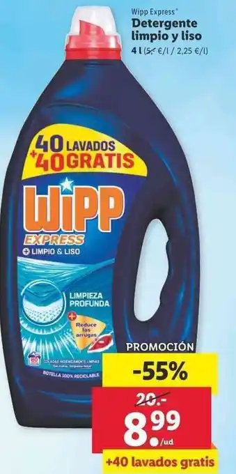 Lidl Detergente limpio y liso 4l oferta