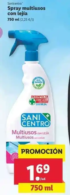 Lidl Sanicentro Spray multiusos con lejia 750ml oferta