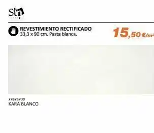 Stn ceramica 77875730 kara blanco revestimiento rectificado 33,3 x 90 cm. pasta blanca. 15,50 €/m²