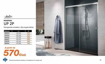 Distriplac Referencia 74502213 74502231 74502259 74502277 74502295 74502316 novellini mampara up 2p transparente corredera + f oferta