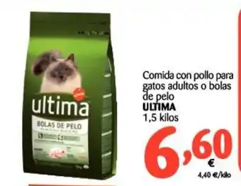 Alimerka Ultima Comida con pollo para gatos adultos o bolas de pelo 1,5 kilos oferta
