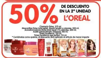 Alimerka L'Oreal, 50% De Descuento en La 2 unidad oferta
