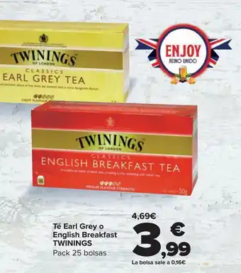 Carrefour Market Té earl grey o english breakfast twinings oferta