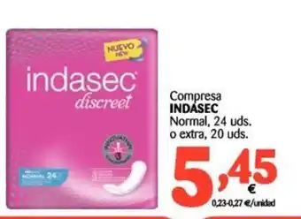 Alimerka Indasec Compresa Normal, 24 uds. o extra, 20 uds. oferta