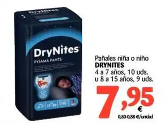 Alimerka Drynites Pañales niña o niño 4 a 7 años, 10 uds. u 8 a años, 9 uds. oferta