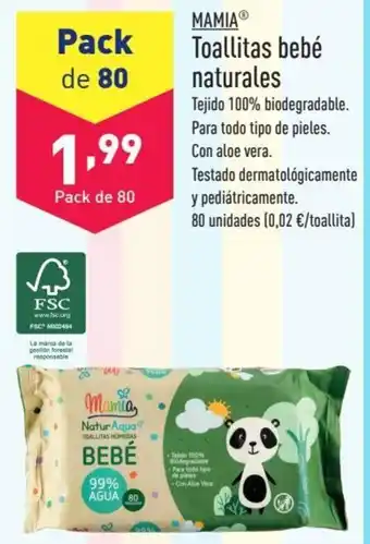 ALDI MAMIAⓇ Toallitas bebé naturales oferta