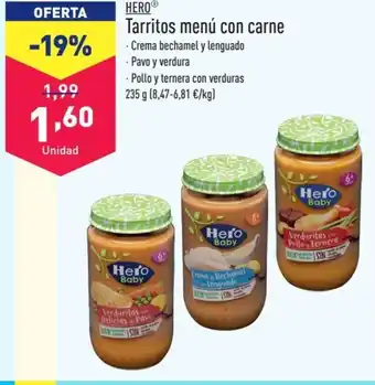 ALDI HERO Tarritos menú con carne oferta