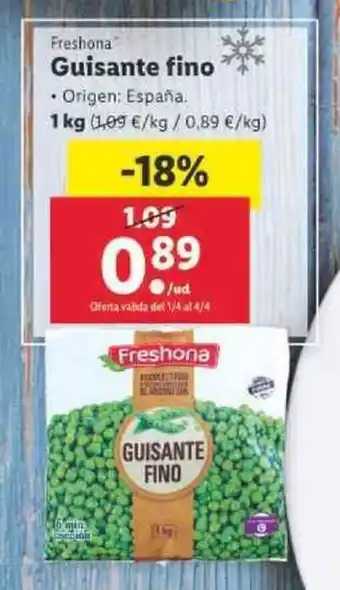 Lidl Freshona Guisante fino 1kg oferta
