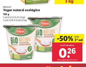 Lidl Yogur natural ecológico oferta
