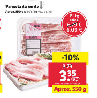 Lidl Panceta de cerdo oferta