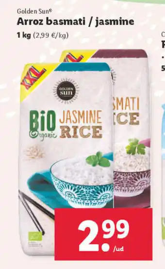Lidl Arroz basmati / jasmine 1 kg (2,99 €/kg) oferta