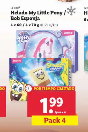 Lidl Helado My Little Pony / Bob Esponja oferta