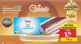 Lidl Gelatelli Tarta helada sabor nata y chocolate oferta