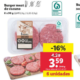 Lidl Burger meat de vacuno oferta
