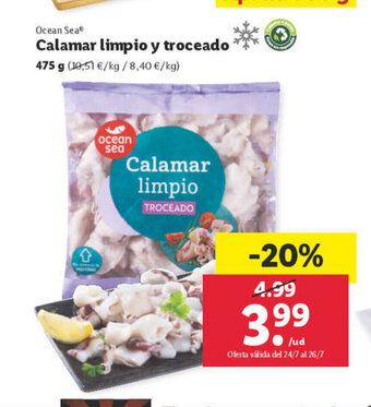 Lidl Calamar limpio y troceado oferta