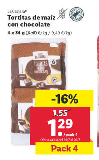 Lidl Tortitas de maíz con chocolate oferta