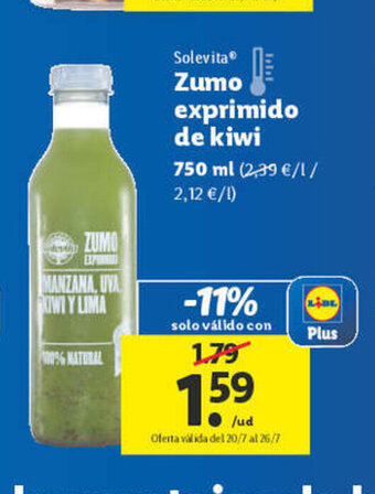 Lidl Solevita Zumo exprimido de kiwi oferta
