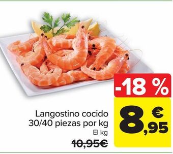 Carrefour Langostino cocido 30/40 piezas por kg oferta