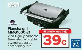 Carrefour Plancha grill mmg1600-21 mandine oferta