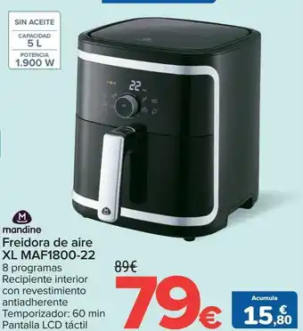 Carrefour Freidora de aire xl maf1800-22 mandine oferta