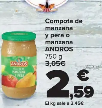 Carrefour Market Compota de manzana y pera o manzana andros oferta