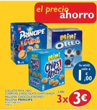 Supermercados La Despensa Principe Galleta Mini 160g C/Pepitas Chocolate Chips-Ahoy/ Rellena Chocolate Oreo/Rellena oferta