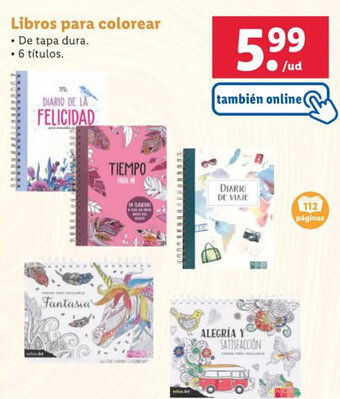 Lidl Libros para colorear oferta