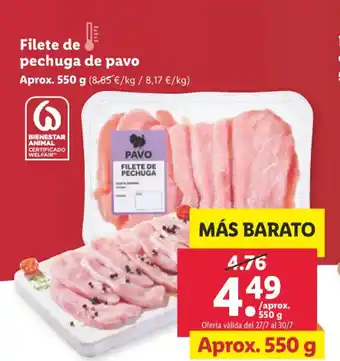 Lidl Filete de pechuga de pavo oferta