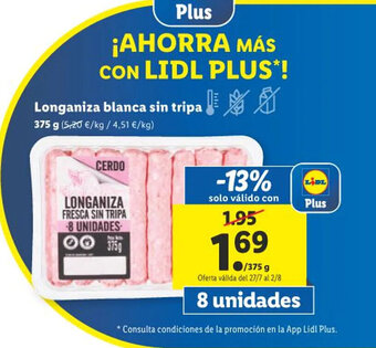 Lidl Longaniza blanca sin tripa oferta