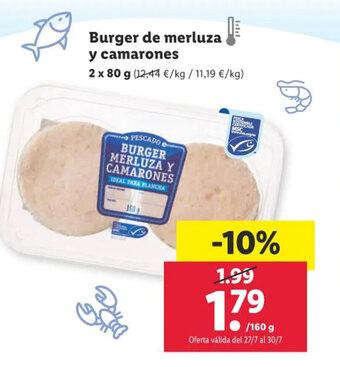 Lidl Burger de merluza y camarones oferta
