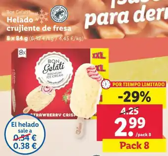 Lidl Bon Gelati Helado crujiente de fresa oferta