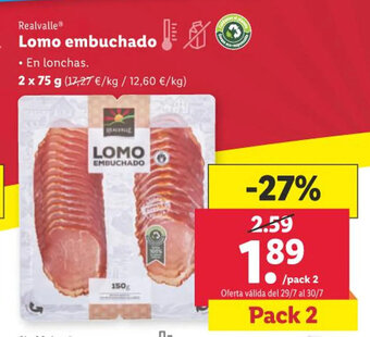 Lidl Realvalle Lomo embuchado oferta