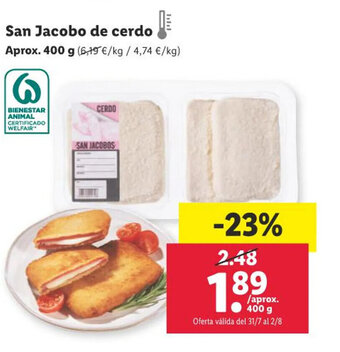 Lidl San Jacobo de cerdo oferta