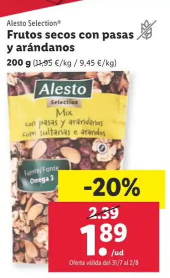 Lidl Alesto Selection® Frutos secos con pasas y arándanos oferta