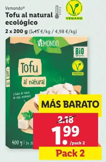 Lidl Vemondo® Tofu al natural ecológico oferta