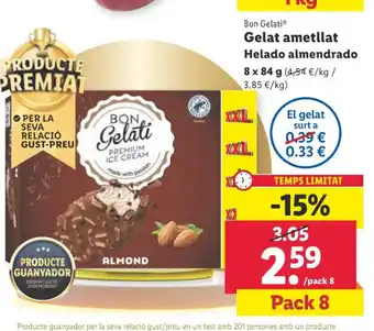 Lidl Bon Gelati Gelat ametllat Helado almendrado oferta