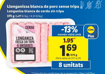 Lidl Llonganissa blanca de porc sense tripa oferta