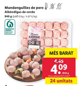 Lidl Mandonguilles de porc Albóndigas de cerdo oferta